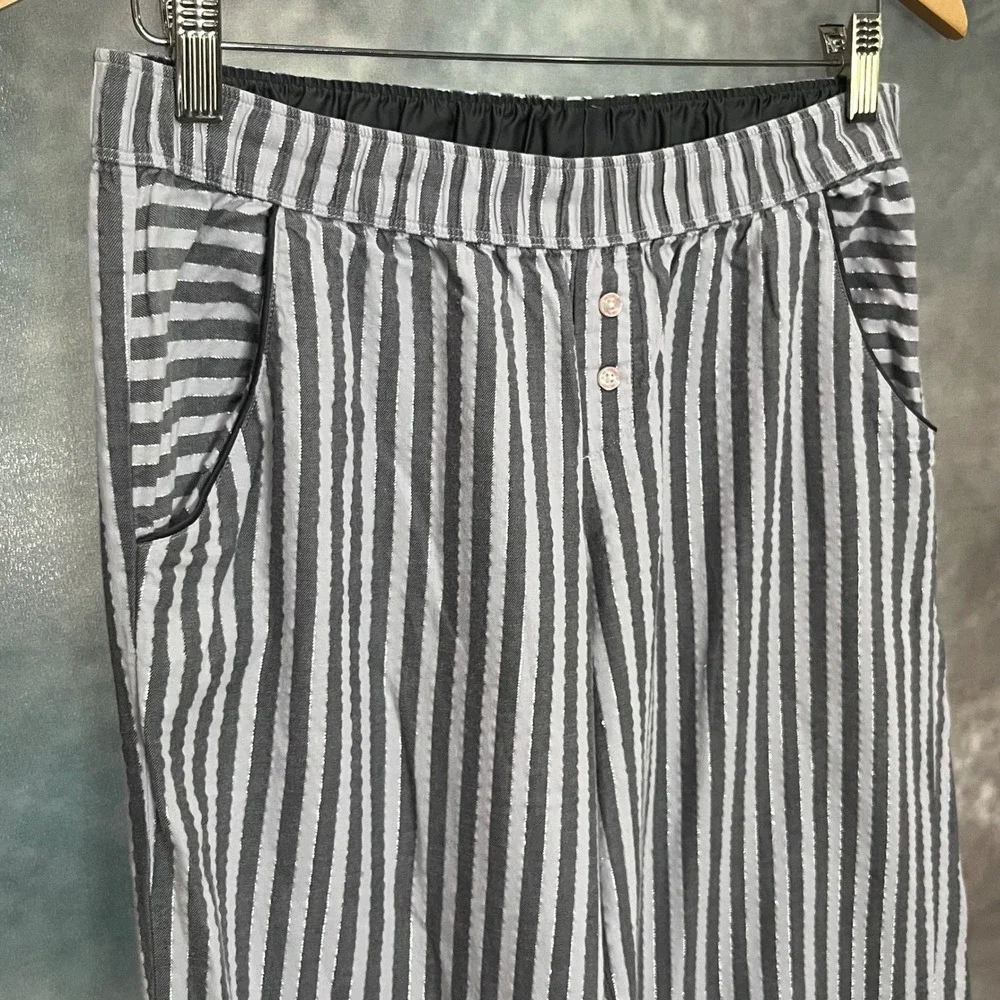 Victorias Secret Striped Pajama Pants Bundle Blue Grey Metallic Lurex Medium 2PK
